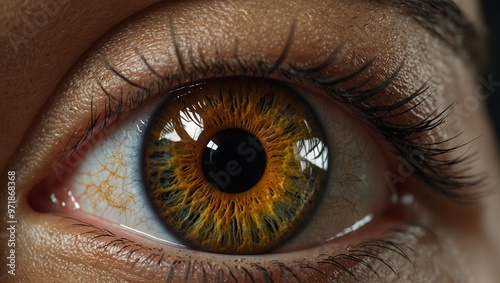 Close-Up of Human Eye with Detailed Iris and Eyelashes