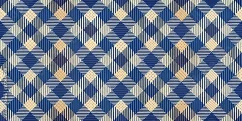 Abstract pattern of retro modern trendy checkery soft indigo colors with irregular cartoonish design photo