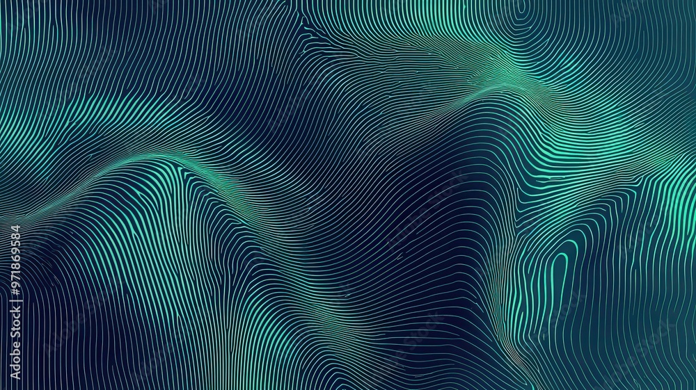 Abstract wavy lines create a mesmerizing background in shades of blue and green, evoking depth and movement. Abstract wavy lines create a mesmerizing background in shades of blue and green, evoking depth and movement.