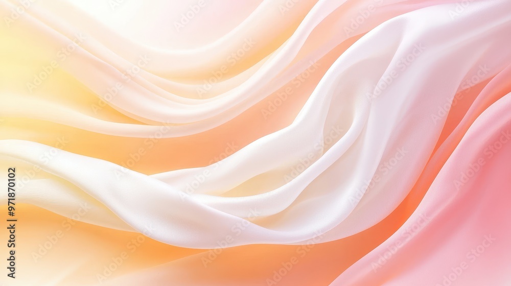 Fototapeta premium Abstract Draped Fabric Background Peach White Yellow