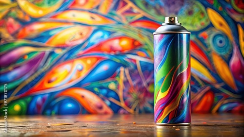 Spray can with colorful paint for graffiti art