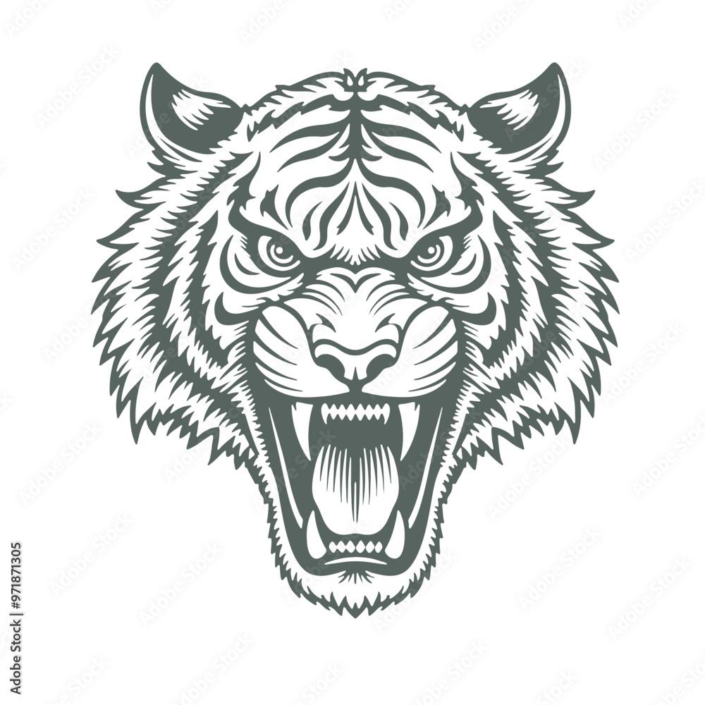 Fototapeta premium Vector Illustration of Tiger in Vintage Hand-Drawn Style