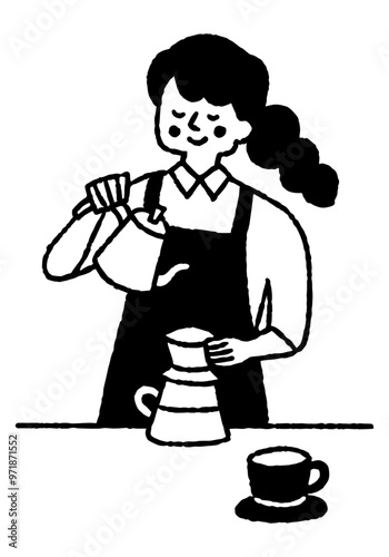Woman brewing coffee at work_2