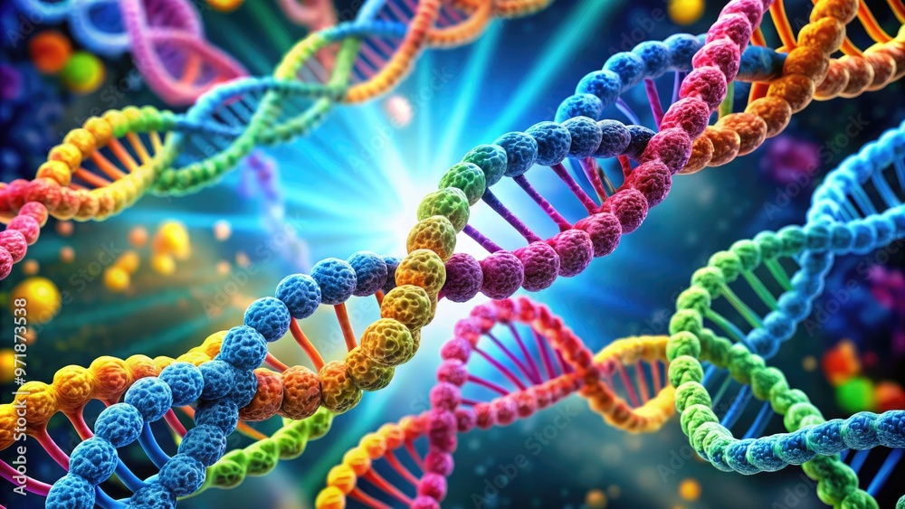 Colorful illustration of homologous chromosomes, identical in shape and size, paired together with DNA double helix structure, demonstrating meiosis and genetic inheritance concept. Colorful illustration of homologous chromosomes, identical in shape and size, paired together with DNA double helix structure, demonstrating meiosis and genetic inheritance concept.