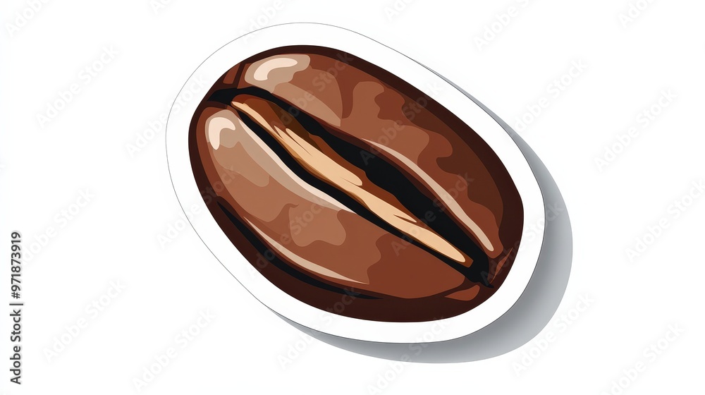 Coffee Bean Flat Graphic Sticker PNG Icon for Cafe Themes and Branding