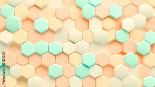 Abstract Hexagon Pattern in Pastel Colors