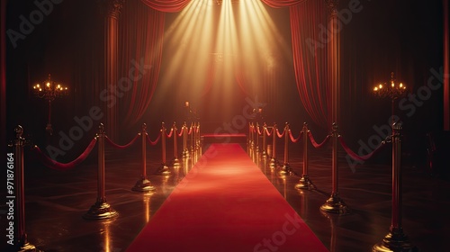 Wallpaper Mural A grand, luxurious red carpet pathway illuminated by dramatic spotlight. Torontodigital.ca