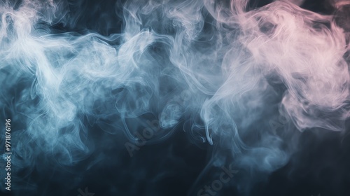 Abstract colorful smoke with red, pink and blue swirls.