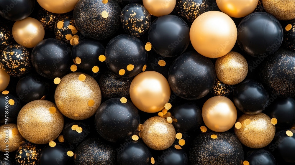 Black and Gold Luxury Balloons Background Black and Gold Luxury Balloons Background