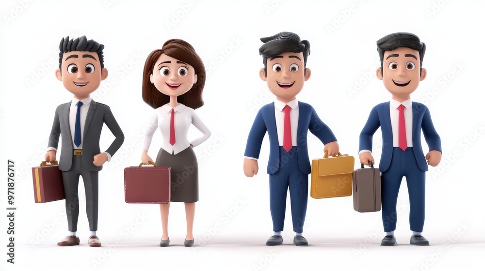 3d cartoon businessmen and businesswoman on the white background 3d cartoon businessmen and businesswoman on the white background
