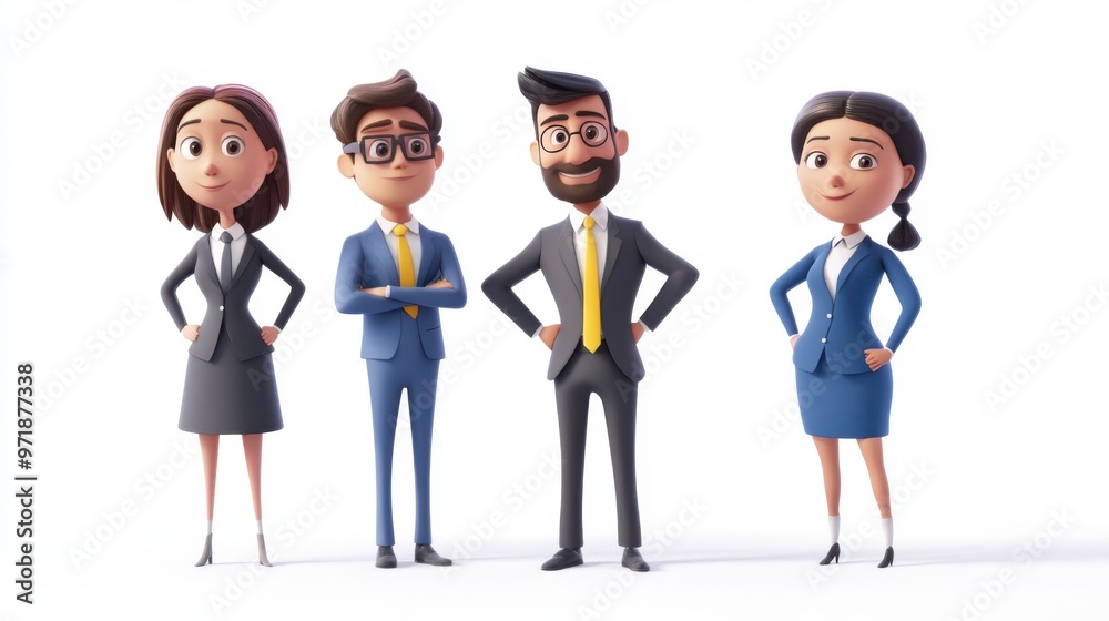3d cartoon businessmen and businesswoman on the white background 3d cartoon businessmen and businesswoman on the white background