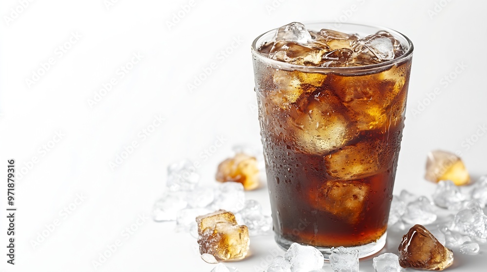 Americano ice coffee on white background with isolated styleready for drink : Generative AI Americano ice coffee on white background with isolated styleready for drink : Generative AI