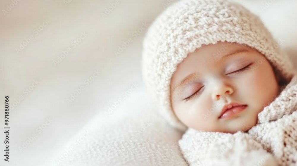 A serene newborn baby rests comfortably, wrapped in a soft blanket, enjoying a peaceful sleep in a cozy setting A serene newborn baby rests comfortably, wrapped in a soft blanket, enjoying a peaceful sleep in a cozy setting