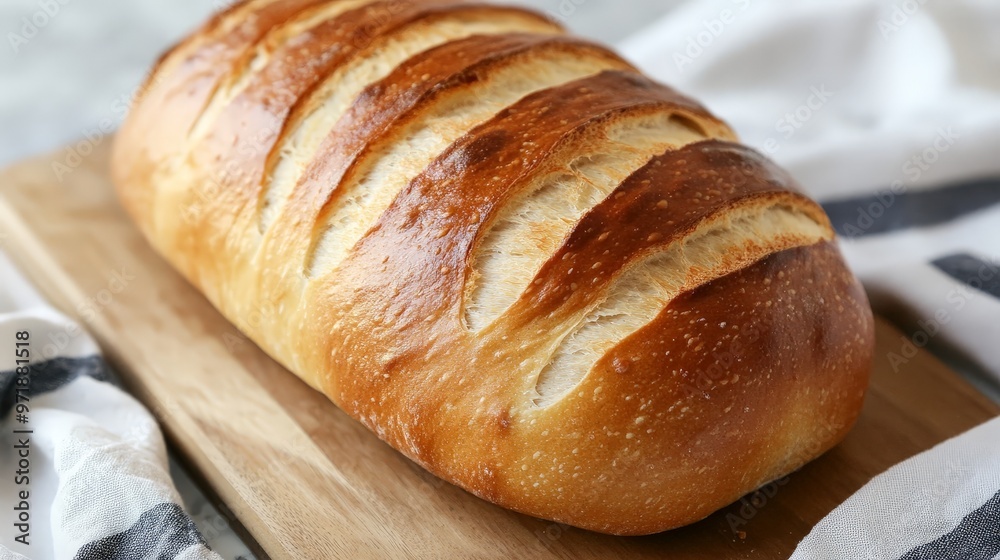 A perfectly baked artisan bread loaf with a crisp, golden crust and soft, airy interior, showcasing the beauty and craftsmanship of baking. A perfectly baked artisan bread loaf with a crisp, golden crust and soft, airy interior, showcasing the beauty and craftsmanship of baking.