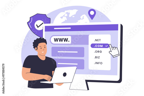 Domain registration illustration concept 