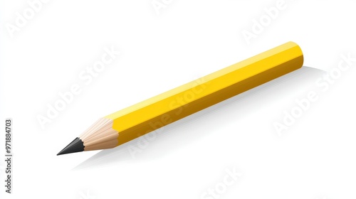 Modern Yellow Pencil Vector Illustration on White Background