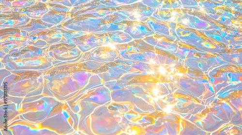Iridescent Water Surface With Sun Glare Abstract Texture Background