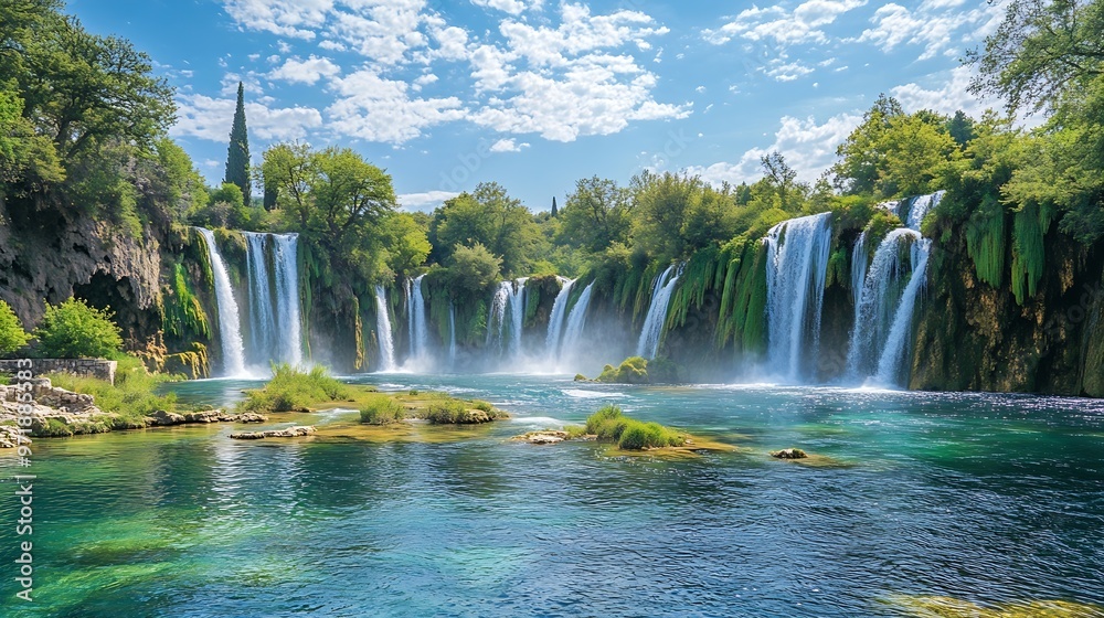 Natural waterfalls on the river Kravica Bosnia and Herzegovina : Generative AI Natural waterfalls on the river Kravica Bosnia and Herzegovina : Generative AI