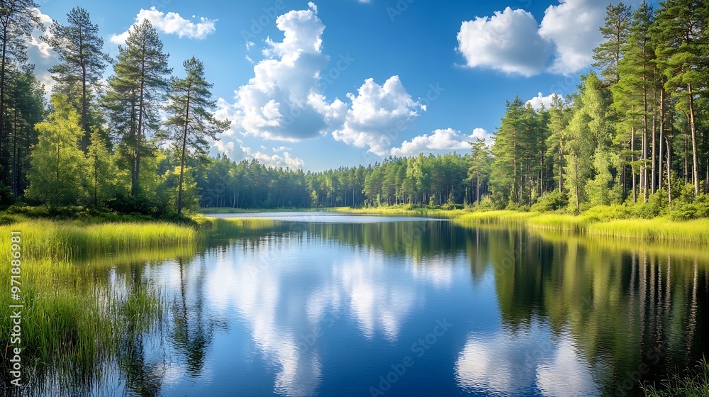 Summer landscape in forest with beautiful lake Amazing lake landscape Colorful nature scenery created by beautiful seasons lake in the forest European nature landscape : Generative AI Summer landscape in forest with beautiful lake Amazing lake landscape Colorful nature scenery created by beautiful seasons lake in the forest European nature landscape : Generative AI