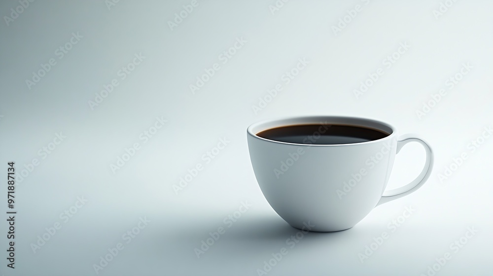 A cup of black coffee in white cup against a stark white background The simplicity of the composition highlights the rich dark tones of the coffee and the subtle wisps of steam : Generative AI A cup of black coffee in white cup against a stark white background The simplicity of the composition highlights the rich dark tones of the coffee and the subtle wisps of steam : Generative AI