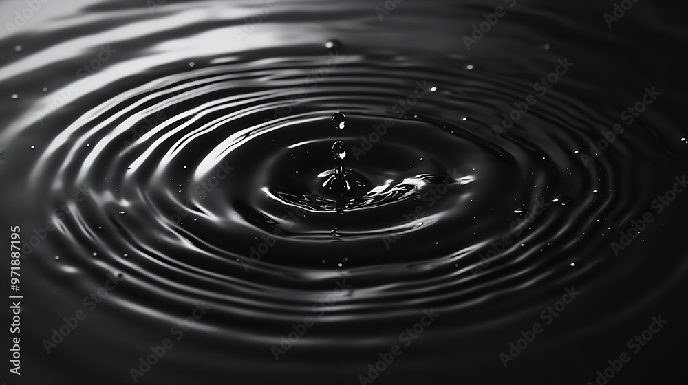Panorama Water ripples from a drop of water in the dark water drop dark tone Abstract black circle water drop ripple Liquid texture backgroundRippled liquid with mood effect in black a : Generative AI Panorama Water ripples from a drop of water in the dark water drop dark tone Abstract black circle water drop ripple Liquid texture backgroundRippled liquid with mood effect in black a : Generative AI