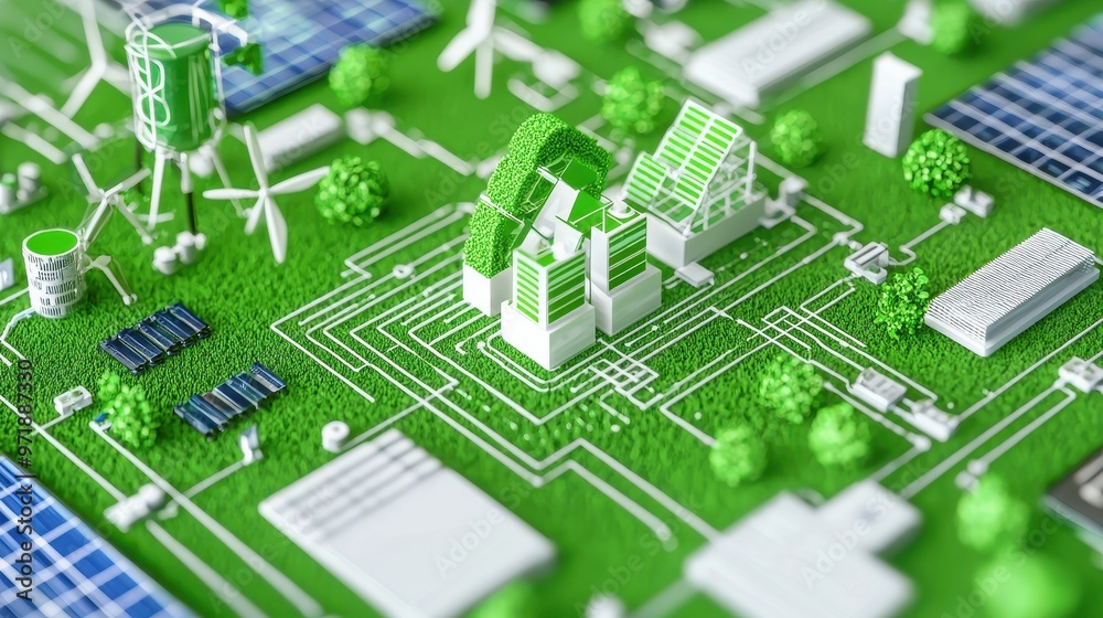 Green Energy City Sustainable Power Renewable Resources Eco Friendly Cityscape Green Energy City Sustainable Power Renewable Resources Eco Friendly Cityscape
