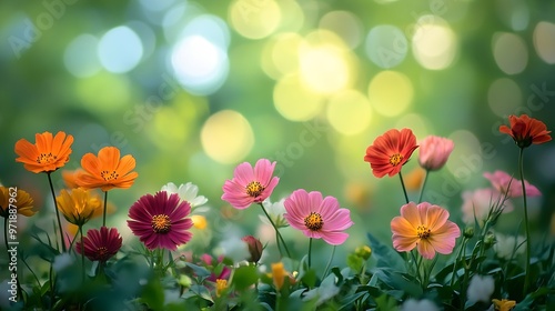 garden background colorful flowers blooming in spring beautiful flower garden view : Generative AI