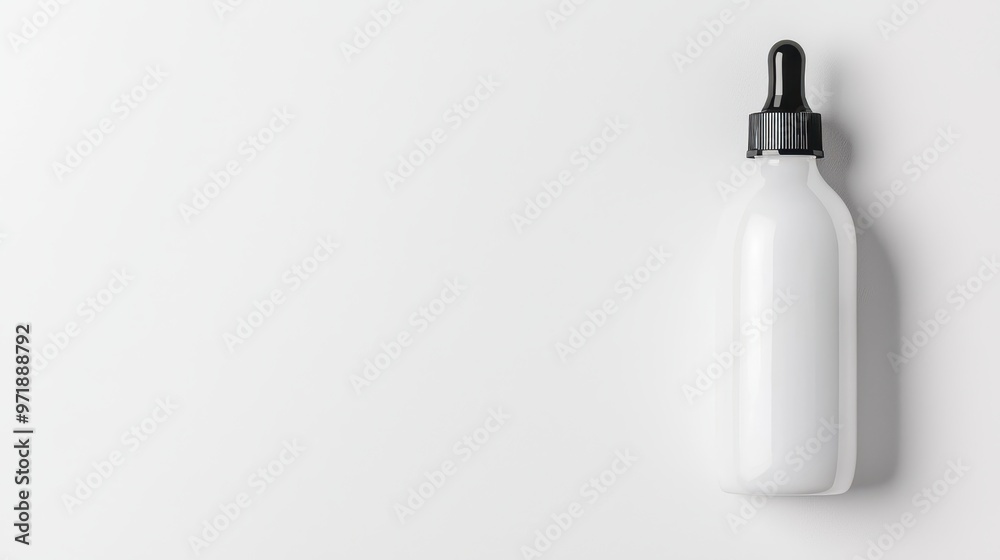 White Dropper Bottle Mockup on White Background White Dropper Bottle Mockup on White Background