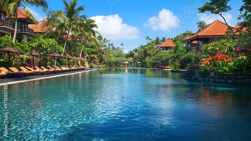 Nusa Dua resort in Bali Indonesia  nature vacation background : Generative AI photo