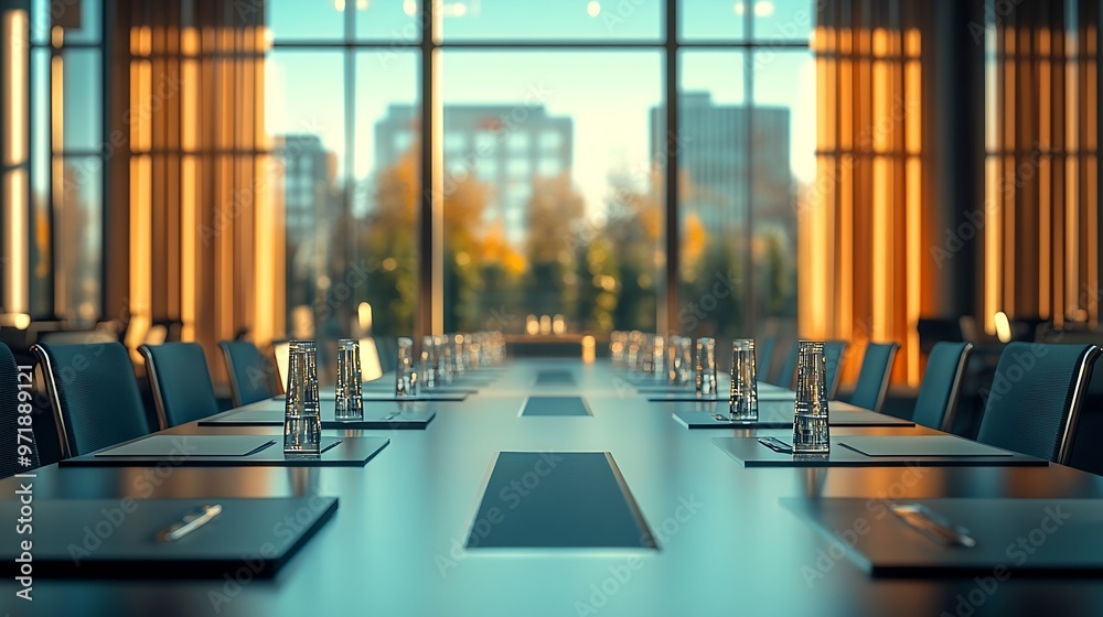 Empty Modern meeting room : Generative AI Empty Modern meeting room : Generative AI