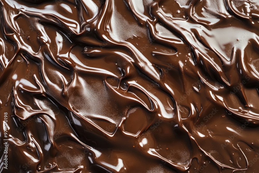 Processed collage of melted liquid chocolate texture. Background for banner, backdrop or texture for 3D mapping , ai