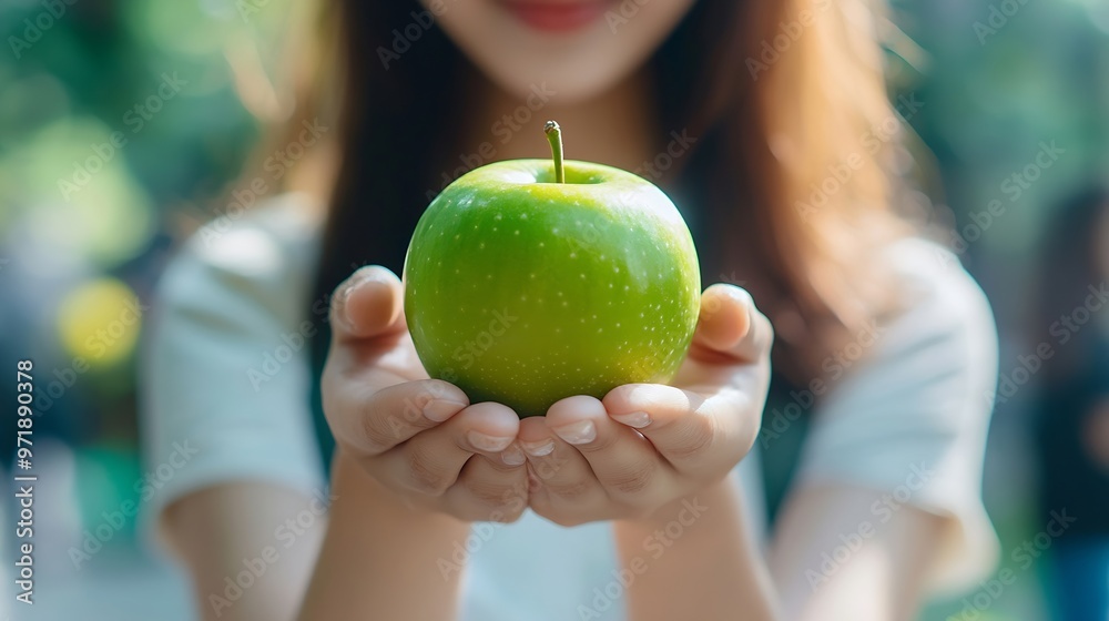 Girl on diet food for good health woman refuse to eat junk food that bad for healthy and choose green apple as meal for fit and diet fat : Generative AI Girl on diet food for good health woman refuse to eat junk food that bad for healthy and choose green apple as meal for fit and diet fat : Generative AI