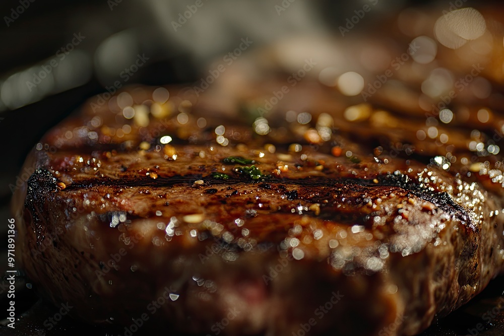 Close-up of a seared steak , ai Close-up of a seared steak , ai