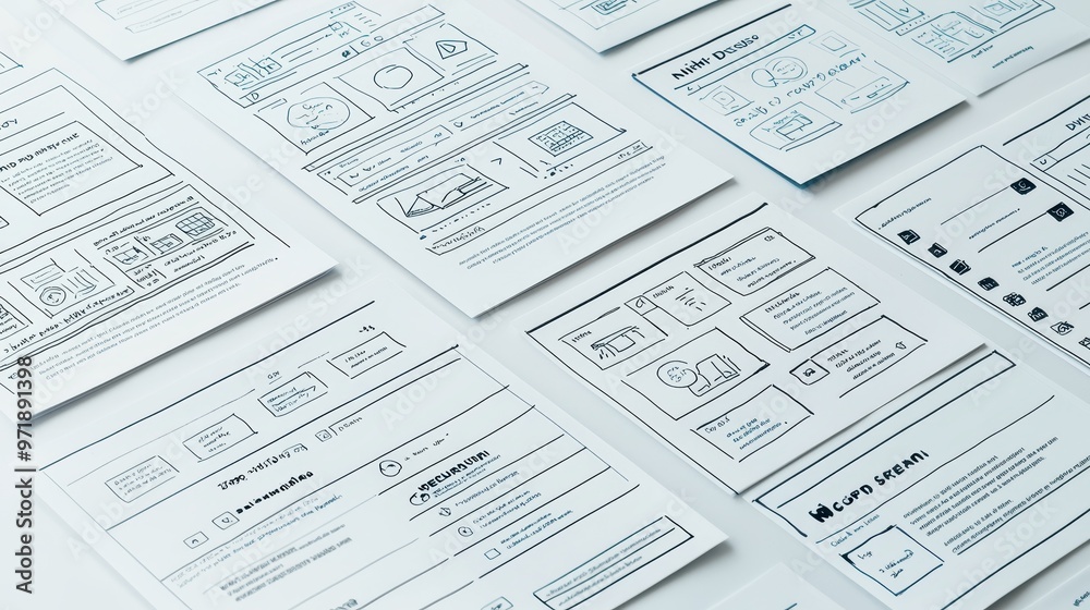 Obraz premium Website Design Sketches and Wireframes