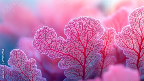 Organic texture of Sea Fan coral  Gorgonia in trendy color Viva Magenta  color of the year 2023 Abstract background : Generative AI photo