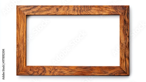 Rustic Wooden Picture Frame Mockup Isolated on White Background