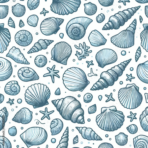 sea shells seamless pattern