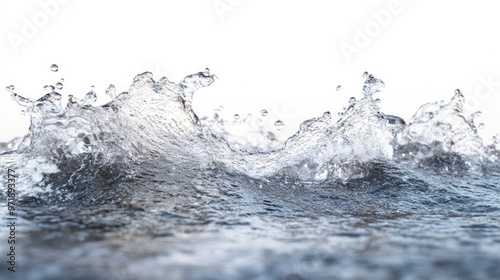 Water splashes and waves hitting a transparent wall digital concept white background creates a minimalist and cinematic effect