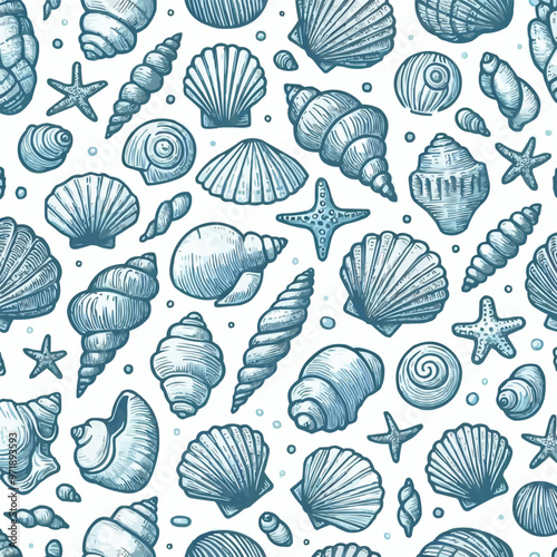 sea shells seamless pattern