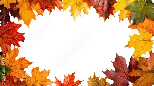 Autumn Leaves Border - Vibrant Fall Foliage Decorative Element with Transparent Background for Seasonal Designs
