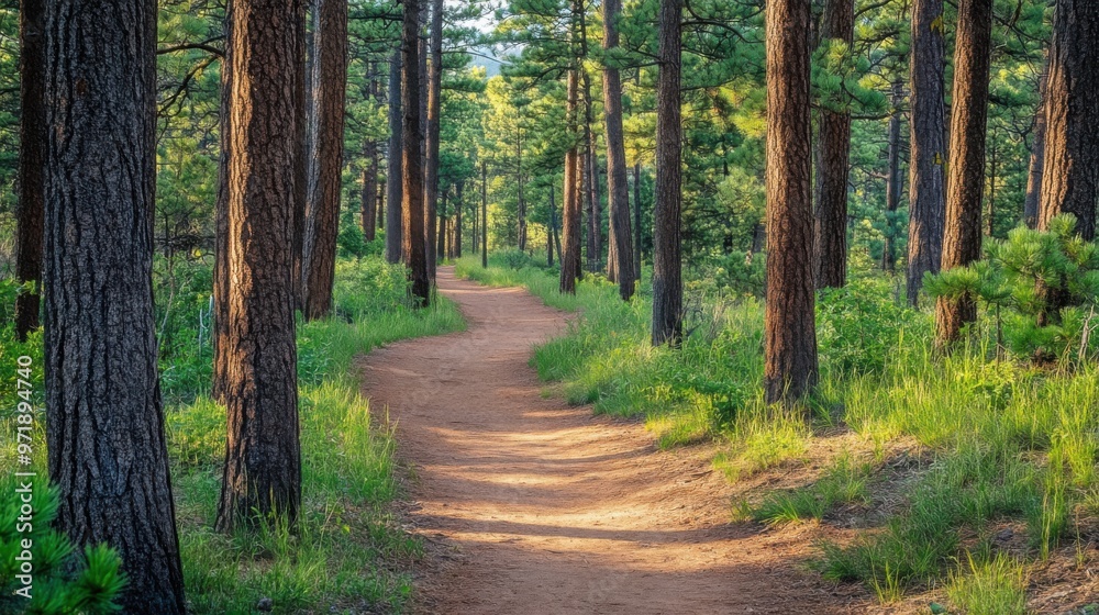 A path through a forest with trees on both sides A path through a forest with trees on both sides