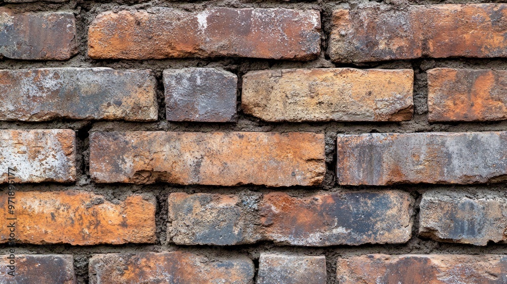 Weathered Brick Wall with Irregular Mortar Joints Weathered Brick Wall with Irregular Mortar Joints