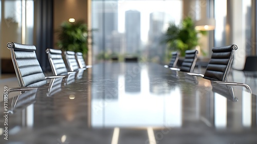 Conference table and chairs in modern meeting room : Generative AI photo