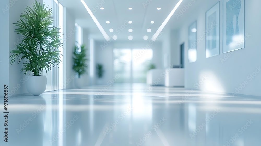 Blur background of empty modern office background Workspace interior design white color Clean and bright office gallery background : Generative AI Blur background of empty modern office background Workspace interior design white color Clean and bright office gallery background : Generative AI