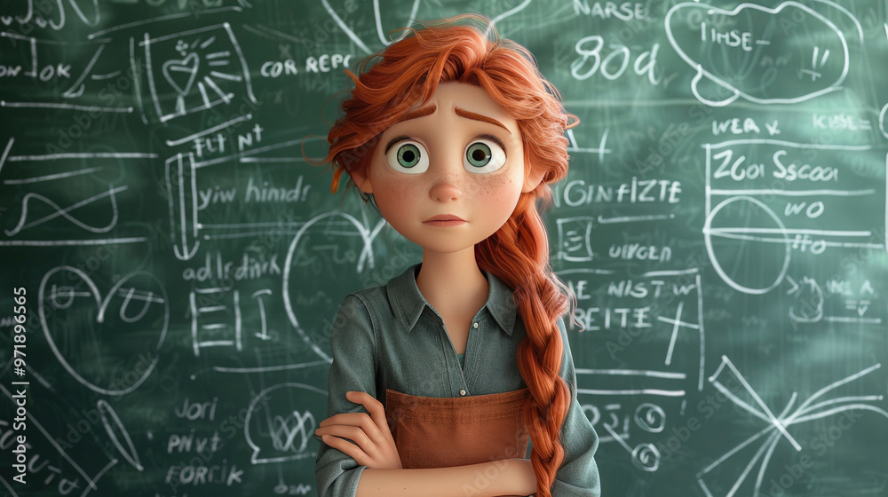 Fototapeta premium cartoon character girl teacher. Teacher Day character