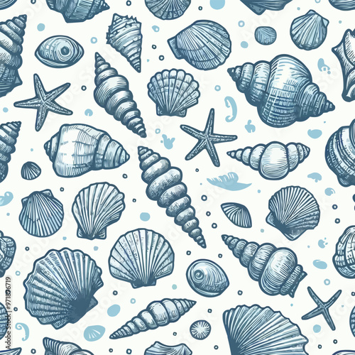 sea shells seamless pattern