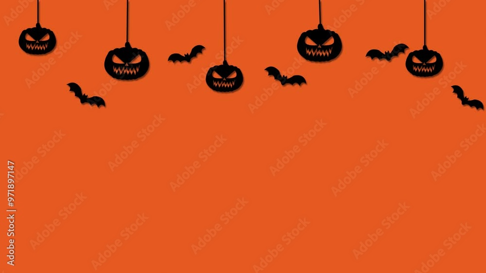 halloween pumpkin animation next to trees on colored background, halloween background