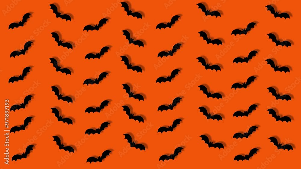 bat animation on orange background, halloween background bat animation on orange background, halloween background