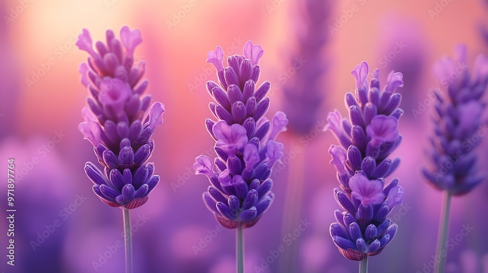 Closeup of lavender flowers with a softfocus background in gentle light : Generative AI Closeup of lavender flowers with a softfocus background in gentle light : Generative AI