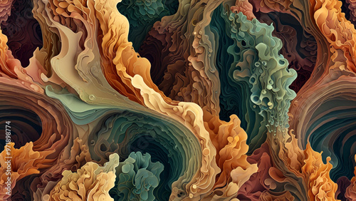 Obraz na płótnie Biomorphic abstract design with soft, fluid shapes that mimic the natural growth patterns of living organisms with earth tones color w salonie